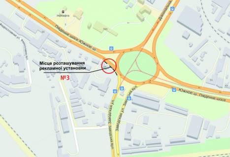 Билборд A в Запорожье Южное шоссе - Диагональная ул. схема