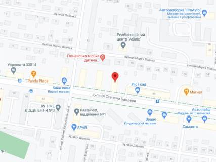 Видеоборд A у Рівному Бандери вул., 57, аптека "Волиньфарм", прайс за ролик 10 сек 1 вихід/5 хвилин, на двосторонньому екрані, від 144 виходів на день. Розрахунок для інших параметрів трансляції уточнюйте у менеджера. - 301498 схема