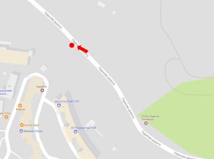 Сiтiлайт  у Києві, 1.8x1.2  Паркова дорога вул., в районі "Зеленого театру", в бік Грушевського вул., Європейської пл. схема