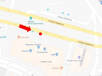 Сітіскролл A у Києві, 1.8x1.2  Перемоги пл., 3, біля універмагу "Україна", в сторону бул. Шевченко схема