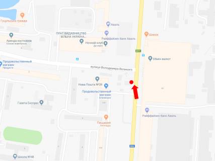 Ситилайт  в Львове, 1.8x1.2  Стрийська вул., 104 / вул. Великого В., (зупинка "Автобусний завод"), в центр схема