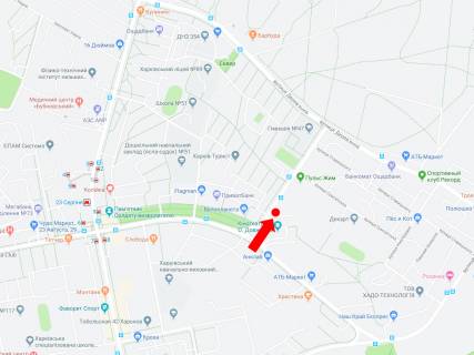 Білборд, Бігборд (Борд)  A у Харкові, 3x6  Космонавтів вул. 2 - вул. 23 серпня, в сторону вул. Дерев'янко схема