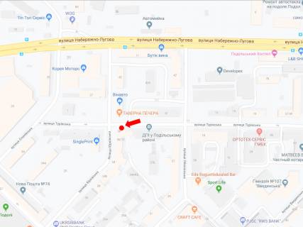 Сiтiлайт  у Києві, 1.8x1.2  Туровська вул., 10/36 - вул. Юрківська, в сторону ст.м. "Тараса Шевченка" схема