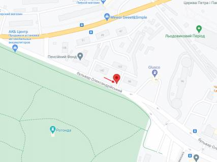 Билборд B в Белой Церкви Олександрійський бул., 142, навпроти входу в парк "Александрія" схема