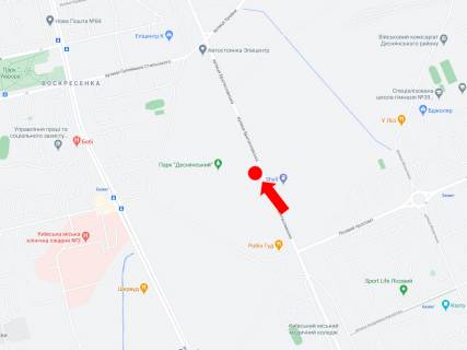 Білборд, Бігборд (Борд)   у Києві, 3x6  Братиславська вул., біля АЗС Glusco, в сторону супермаркету "Епіцентр", пр. Шухевича схема
