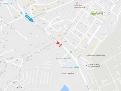 Билборд A в Харькове, 3x6  Клочківська вул., 261, в центр схема