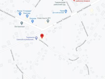 Видеоборд A у  смт. Тиврів, Тиверська вул., 79а, аптека "Конекс", прайс за ролик 10 сек 1 вихід/5 хвилин, на двосторонньому екрані, від 144 виходів на день. Розрахунок для інших параметрів трансляції уточнюйте у менеджера. - 301556 схема