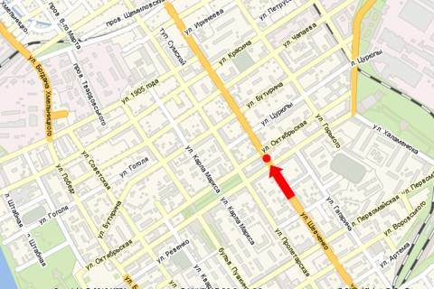 Сiтiлайт A у Кременчуці, 1.8x1.2  Шевченка вул. / Соборна вул. (кол. Леніна вул.), ТЦ "Мега", магазин "Adidas" схема