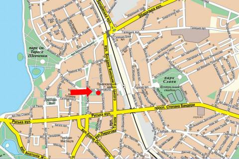 Ситилайт B в Тернополе, 1.8x1.2  Чорновола вул., 2, біля Укртелекому, в бік Привокзального майдану схема