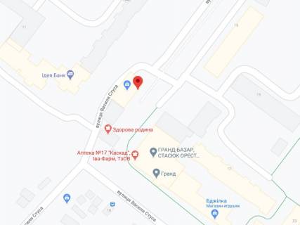 Видеоборд A у Івано-Франківську Стуса вул., 13А, аптека "Мед Сервіс", №Л019, прайс за ролик 10 сек 1 вихід/5 хвилин, з 8:00-22:00. Розрахунок для інших параметрів трансляції уточнюйте у менеджера. - 301369 схема