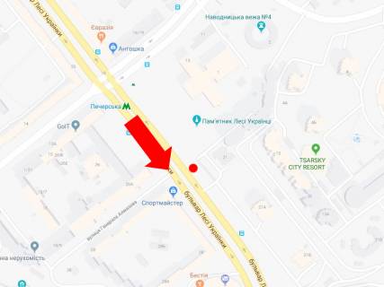 Бэклайт  в Киеве, 2.3x3.14  Українки бул., 21, в сторону бул. Дружби Народів, з центру схема