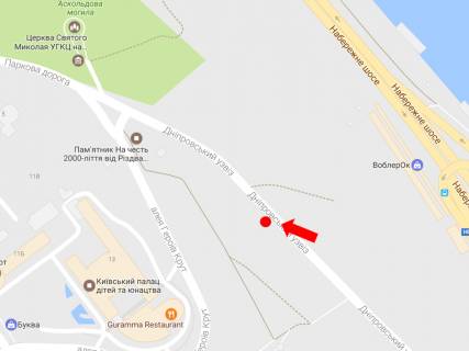 Сiтiлайт A у Києві, 1.8x1.2  Дніпровський узвіз №1, в центр схема