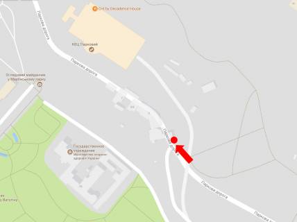 Сiтiлайт  у Києві, 1.8x1.2  Паркова дорога вул., 3/5, перед КВЦ "Парковий", в бік Грушевського вул., Європейської пл. схема