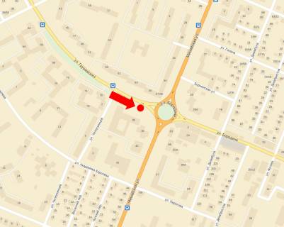 Билборд A в Ужгороде, 3x6  Грушевського вул. / Минайськая вул., біля фірмового магазину "Тиса" схема