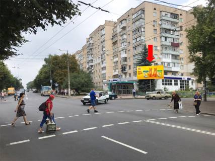 Білборд, Бігборд (Борд)  A у Житомирі, 3x6  Перемоги вул., 54 / Українки вул., з центру Фото 1