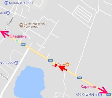 Билборд B в Солоницевке, 3x6  с. Солоницівка, кафе "Лісове", у бік Ольшан схема