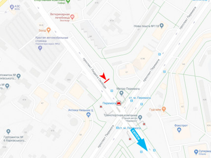 Билборд B в Харькове, 3x6  Свободи пр. - Перемоги пр., 61а, в центр схема