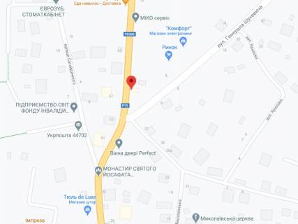 Видеоборд A в Владимир-Волынском Ковельська вул., 44, аптека "Волиньфарм", прайс за ролик 10 сек 1 вихід/5 хвилин, на двосторонньому екрані, від 144 виходів на день. Розрахунок для інших параметрів трансляції уточнюйте у менеджера. - 301300 схема