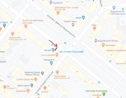 Ситилайт A в Днепр (Днепропетровск), 1.2х1.8  просп. Дмитра Яворницького, 55, перед вул.Січових Стрільців схема