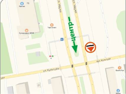 Видеоборд A в Харькове Науки пр. - Культуры ул., из центра, стоимость за 60 выходов в час ролика длительностью - 8 сек. - 291671 схема