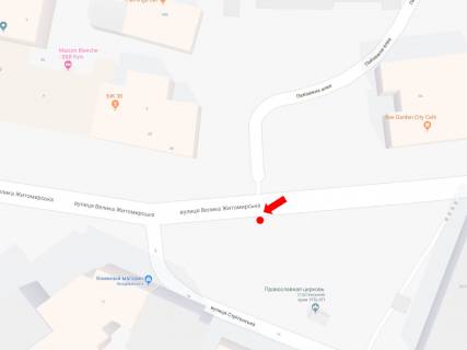 Сiтiлайт  у Києві, 1.8x1.2  В. Житомирська вул., 33 / вул. Стрітенська, в сторону пл. Львівська схема