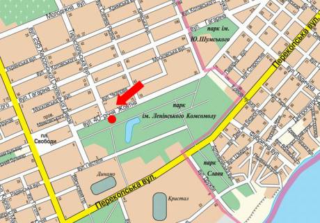 Билборд  в Херсоне, 3x6  Небесної Сотні вул. (кол. 40-річчя Жовтня вул.) / Тираспольська вул., біля парку "Херсонська фортеця", в центр (флажок) схема