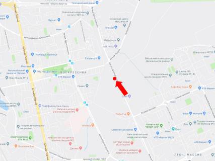 Білборд, Бігборд (Борд)   у Києві, 3x6  Братиславська вул. - вул. Крайня (300 м), в бік супермаркету "Епіцентр", ринку "Троєщина" схема