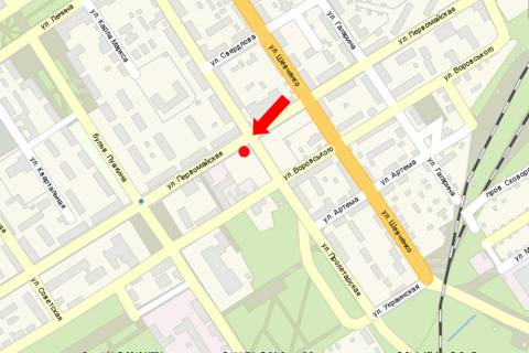 Ситилайт B в Кременчуге, 1.8x1.2  Першотравнева вул. / Пролетарська вул., біля супермаркетів "АТБ", "Технополіс" схема