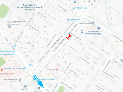 Билборд B в Харькове, 3x6  Перемоги пр. - Армійська вул., в центр схема