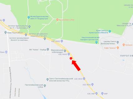 Билборд B в Киеве, 3x6  Заболотного вул., 500 м. до АЗС "Окко" і музею "Пирогово", в сторону Одеської пл. схема