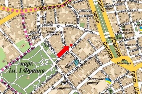Ситилайт  в Львове, 1.8x1.2  Січових Стрільців вул., 10 схема