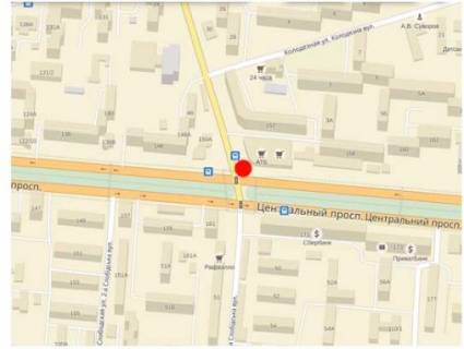 Бэклайт B в Николаеве Центральний пр. (колиш. Леніна пр.) - 3-тя Слобідська вул. (колиш. Дзержинського вул.), біля супермаркету "АТБ" схема