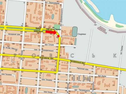 Ситилайт A в Черкассах, 1.8x1.2  Шевченка бул. / Добровольського вул., навпроти 700-річчя Черкас пл., супермаркету "Сільпо", з центру схема
