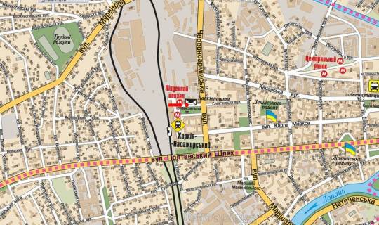 Сiтiлайт  у Харкові, 1.8x1.2  Привокзальна пл., Головпоштамту, вихід зі ст. м. "Південний вокзал" схема