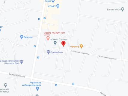 Видеоборд A у Кривому Розі 5-й Зарічний мкр., 6а, аптека "Мед Сервіс", №Дн017, прайс за ролик 10 сек 1 вихід/5 хвилин, з 8:00-22:00. Розрахунок для інших параметрів трансляції уточнюйте у менеджера. - 301411 схема