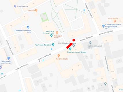 Сiтiлайт B у Житомирі, 1.8x1.2  Київська вул., 17, зупинка кінотеатр «Україна», з центру схема