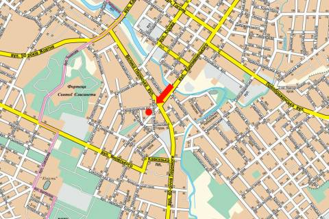 Білборд, Бігборд (Борд)  A у Кропивницький (Кіровоград), 3x6  Кропивницького вул., біля Авторинку, ТЦ "Тарон" (флажок) схема