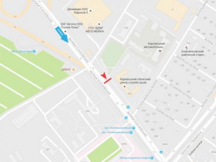 Билборд B в Харькове, 3x6  Клочківська вул., 366, в центр схема