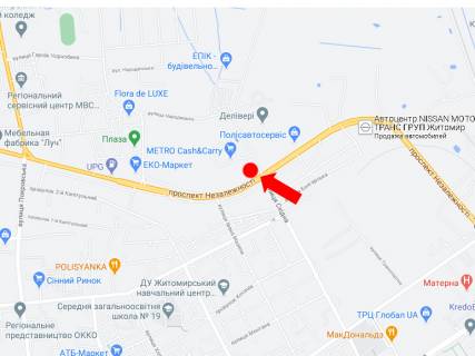 Призма  в Житомире, 3x6  Незалежності пр. (кол. Ватутіна вул.), 55 / Східна вул., біля супермаркету "METRO" - 446684 схема