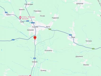 Билборд A в Рогатине, 3x6  Траса Мукачево - Львів, H-09, с. Вербилівці, виїзд з міста схема