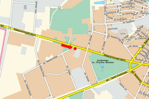 Билборд  в Кропивницкий (Кировоград), 3x6  Тельнова вул. (кол. Правди пр.) / Коваленка вул. (кол. Конєва вул.), біля супермаркетів "Велика Кишеня", "Comfy", в центр схема