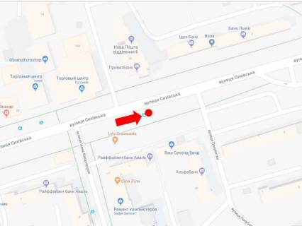 Ситилайт A в Львове, 1.8x1.2  Сихівська вул., 5, зуп. "Кавалерідзе", навпроти ТЦ "Сихів", в сторону вул. Зеленої схема