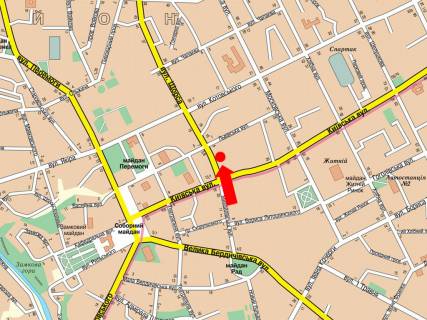 Сiтiлайт  у Житомирі, 1.8x1.2  Покровська вул. (кол. Щорса вул.), 4 / Київська вул., біля магазину "Радіодеталі" схема