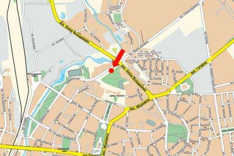 Білборд, Бігборд (Борд)  B у Рівному, 3x6  Литовська вул. / Кавказька вул., Біля парку "Еврейка", в центр схема