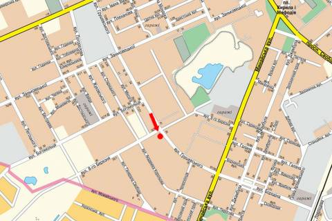 Билборд A в Ужгороде, 3x6  Грушевського вул. / 8 Березня вул. схема