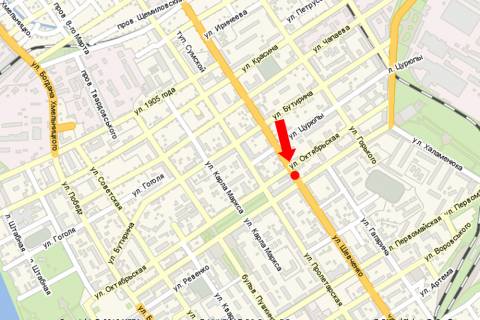 Сiтiлайт  у Кременчуці, 1.8x1.2  Шевченка вул. / Соборна вул. (кол. Леніна вул.), ТЦ "Мега", магазин "Adidas" схема