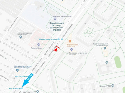 Білборд, Бігборд (Борд)  A у Харкові, 3x6  Перемоги пр., 50б, з центру схема