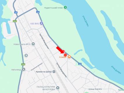 Билборд A в Кременчуге, 3x6  Набережна Лейтенанта Дніпрова, від мосту Крюківського схема