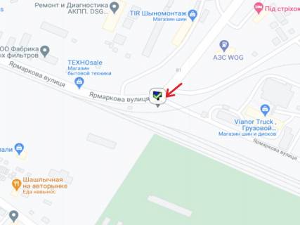 Білборд, Бігборд (Борд)  A у Кременчуці Ярмаркова вул., 5а, правий схема