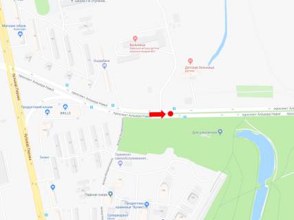 Білборд, Бігборд (Борд)  A у Києві, 3x6  Навої пр., 1а, роздільник, в сторону ринку "Юність", вул. Братиславської схема